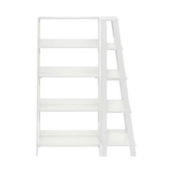 White 5-Tier Ladder Shelf with Open Display and Storage
