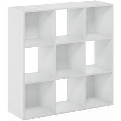 White Engineered Wood 9 Cube Storage Organizer with Modern Storage Cubes