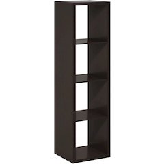 Black Wood 4 Cube Storage Organizer with Open Back Vertical Cube Storage