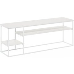 White 65 Inch Entertainment Center with Metal Frame and Open Shelf TV Console