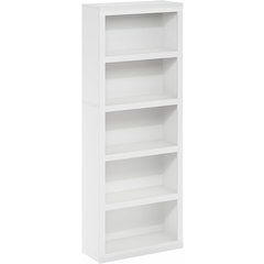 White Wooden Book Shelf with Five-Tier Wooden Shelves for Home or Office