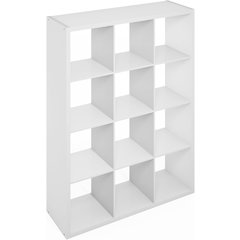 White Engineered Wood 12 Shelf Open Back Storage with Modern Display Design