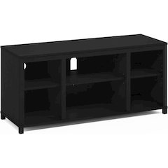 Black 55 Inch TV Stand with Open Shelves and Dual Storage Cabinet Doors