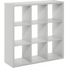Light Grey Engineered Wood 9 Cube Storage Organizer with Open Back Design