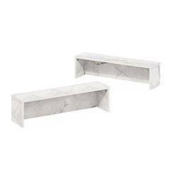 Helena 23-Inch Kitchen Counter Stackable Organizer Shelf, Marble White, Set of 2