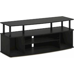 Black TV Stand with 3 Open Shelves, 2 Cabinets, for Up to 55 Inch TV