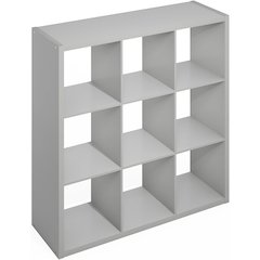 Light Grey 9 Cube Storage Organizer with Open Back and Modern Wood Design