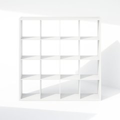 White Engineered Wood 16 Cube Storage Organizer with Open Back Shelves