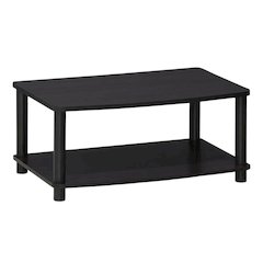 Dark Walnut 2-Tier Elevated TV Stand with No Tools Assembly