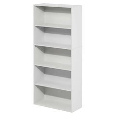 White 5-Tier Bookshelf with Adjustable Shelves for Flexible Storage