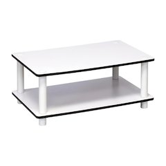 White 2-Tier Coffee Table with No-Tools Assembly and Easy Storage Options