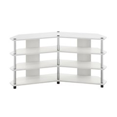 White 4-Tier Corner TV Stand for TVs up to 55 inches with easy assembly