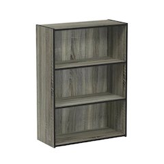 3 Tier Open Shelf Bookcase with French Oak Grey Finish for Contemporary Storage