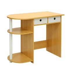 Wooden Laptop Desk with Beech, Ivory Finish, Workstation for Home Office