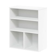 White 3-Tier Display Bookcase with Wooden Shelves for Modern Home Storage