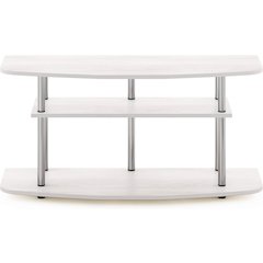 White Wood 50 Inch TV Stand with 3-Tier Shelves, Modern TV Console