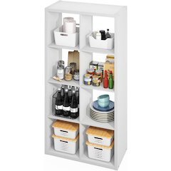 White Cube Storage Organizer with 8 Square Shelves for Kitchen Storage