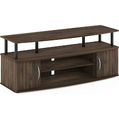 Brown 50 Inch TV Stand with Open Shelves and Dual Storage Cabinet Doors