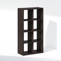 Black Wood 8 Cube Storage Organizer with Open Back Display Shelves