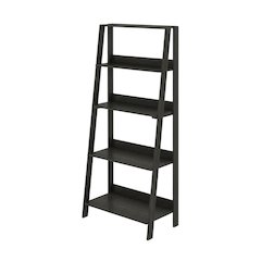 Black 5-Tier Ladder Shelf for Books and Display Storage