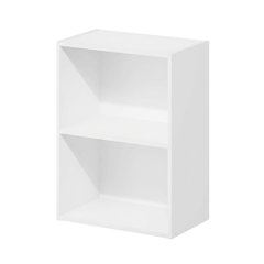 White 2-Tier Open Shelf Bookcase with Stylish Wooden Design