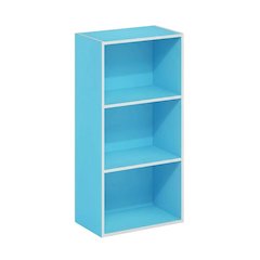 Light Blue 3-Tier Open Shelf Bookcase, Wooden Construction for Organized Storage