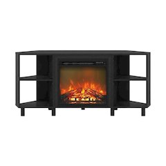 Wood TV stand with metal legs for 55-inch TVs, modern design, Americano