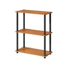 Wood Bookcase with Open Shelving and Sturdy Construction for Living Room Storage