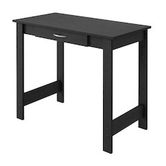 Darkwood Office Desk With H-Legs And Drawer For Workspace