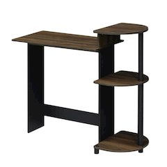 Columbia Walnut and Black Computer Desk with Shelves for Compact Workspaces