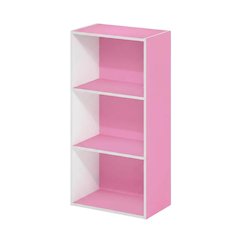 Pink 3-Tier Open Shelf Bookcase with Wood Material for Easy Storage