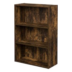 Amber Pine 3-Tier Open Shelf Bookcase with Sturdy Wood Construction