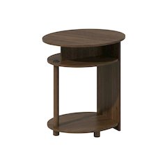 Walnut Oval Nightstand with Wooden Finish and Compact Design