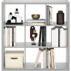 Light Grey Engineered Wood 9 Cube Storage Organizer with Open Back Design