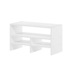 White desk organizing shelf with multi-tier design and sturdy wood construction