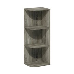 3-Tier Corner Open Shelf Bookcase in French Oak Wood for Stylish Storage