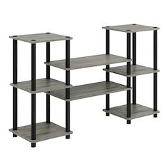 Contemporary Entertainment Center in French Oak and Black Finish with Storage