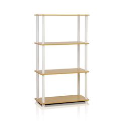 Turn-N-Tube 4-Tier Multipurpose Shelf Display Rack, Beech/White,