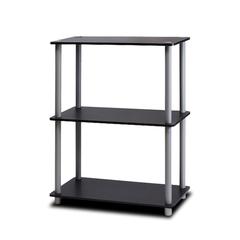 Turn-N-Tube 3-Tier Compact Multipurpose Shelf Display Rack, Black/Grey