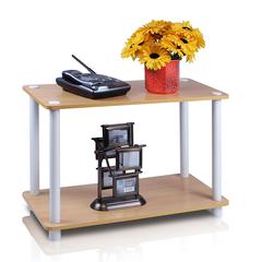 Turn-N-Tube 2-Tier No Tools Tube Shelf/End Table, Beech/White