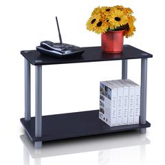 Turn-N-Tube 2-Tier No Tools Tube Shelf/End Table, Black/Grey