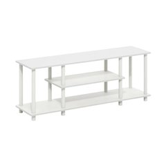 White 3-Tier TV Stand with Spacious Shelving and Durable Wood Finish