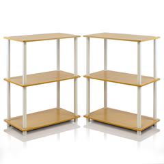 Furinno 2-10024BE Turn-N-Tube 3-Tier Compact Multipurpose Shelf Display Rack, Beech, Set of 2
