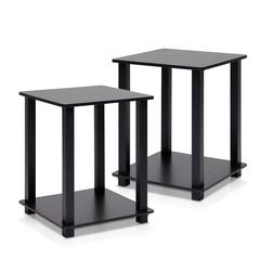Simplistic End Table, Set of Two, Espresso/Black