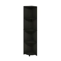 Espresso 4-Tier Corner Bookcase with Multiple Shelves for Space Optimization