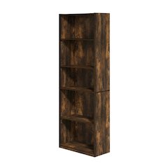 Wooden Bookcase in Finish with Open Shelves for Living Room Storage