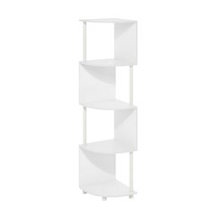 White 4-Tier Zigzag Corner Shelf with Sturdy Wood Construction