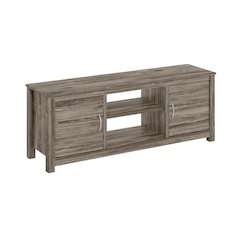 Wooden TV stand with rustic oak finish for up to 65-inch screens, ample storage