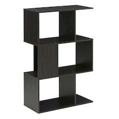 Espresso 3-Tier Open Book Shelf with Rustic Wooden Design