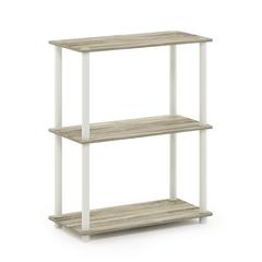 Furinno Turn-N-Tube 3-Tier Compact Multipurpose Shelf Display Rack, Sonoma Oak/White